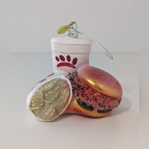 Cody Foster Chick Fil A Chicken Sandwich Combo Glass Ornament NEW